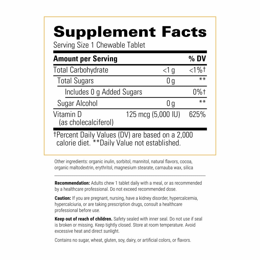 Integrative Therapeutics Vitamin D3 chewable tablets highlight convenient daily intake.