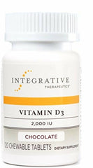Integrative Therapeutics Vitamin D3 bottle with 120 chewable tablets for bone and immune support.