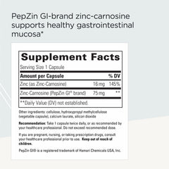 Integrative Therapeutics Zinc-Carnosine capsules offer convenient digestive support.