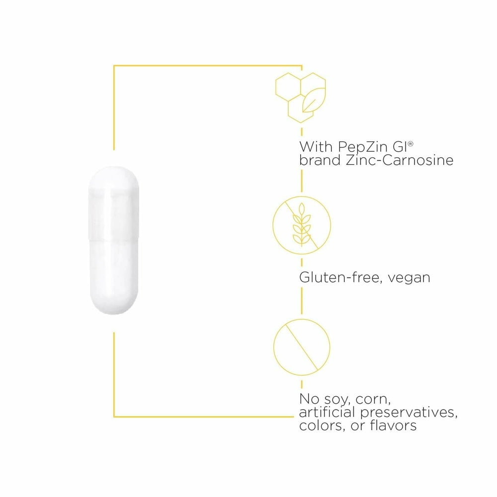 Integrative Therapeutics Zinc-Carnosine label closeup highlights PepZinGI.