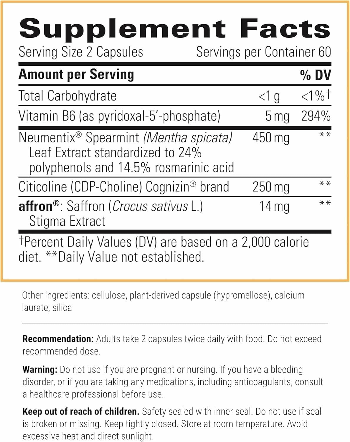 Neurologix capsules close-up emphasizing non-stimulant focus support.
