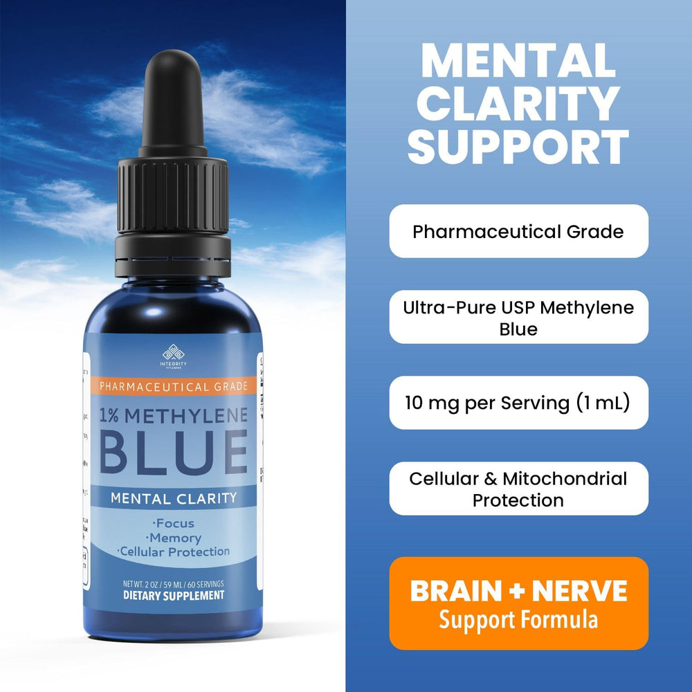 Integrity Vitamins Methylene Blue Drops precise dropper enables controlled measurements for experiments