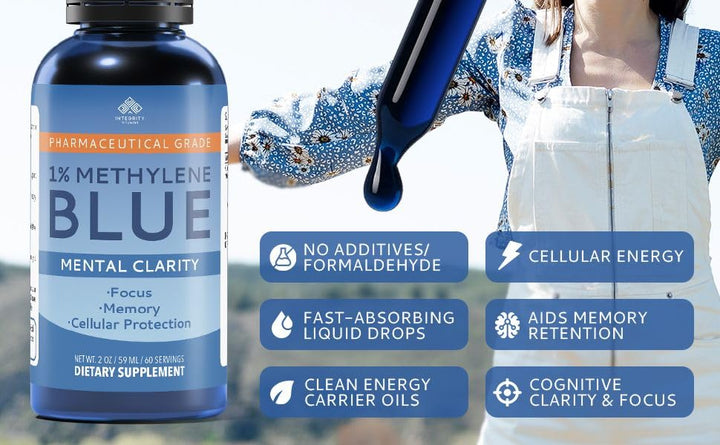 Integrity Vitamins Methylene Blue Drops USA-manufactured seal underlines traceable manufacturing
