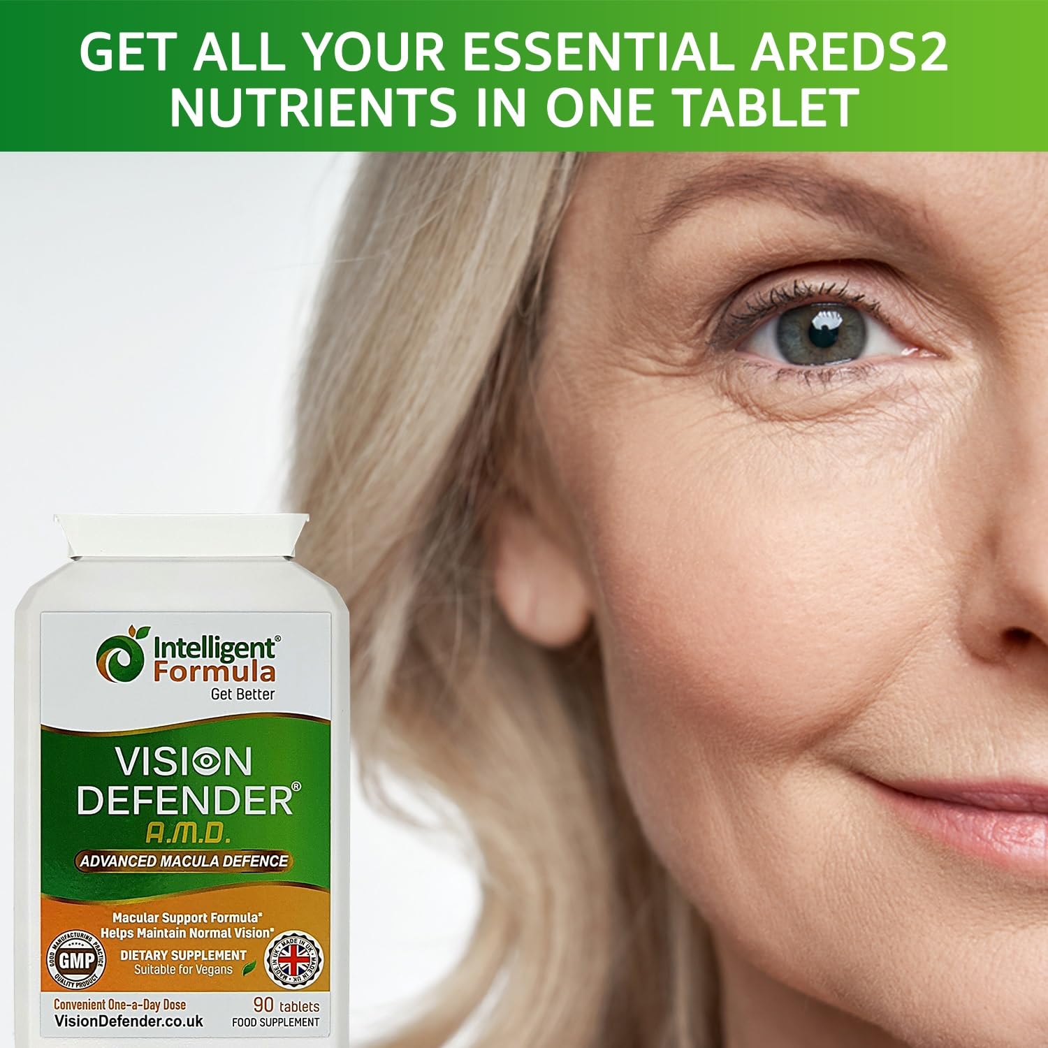 One tablet per day dosing concept for Vision Defender AREDS2.