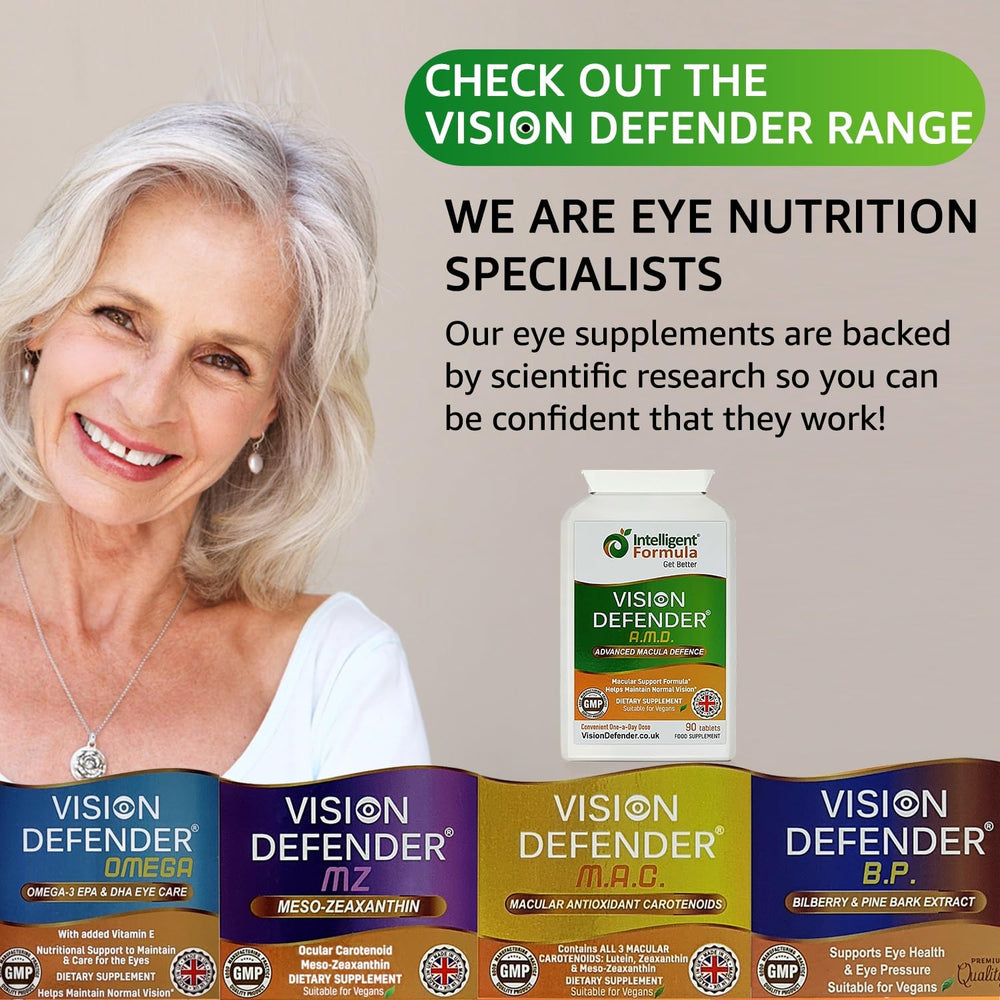 Vegan-friendly Vision Defender AREDS2 packaging.