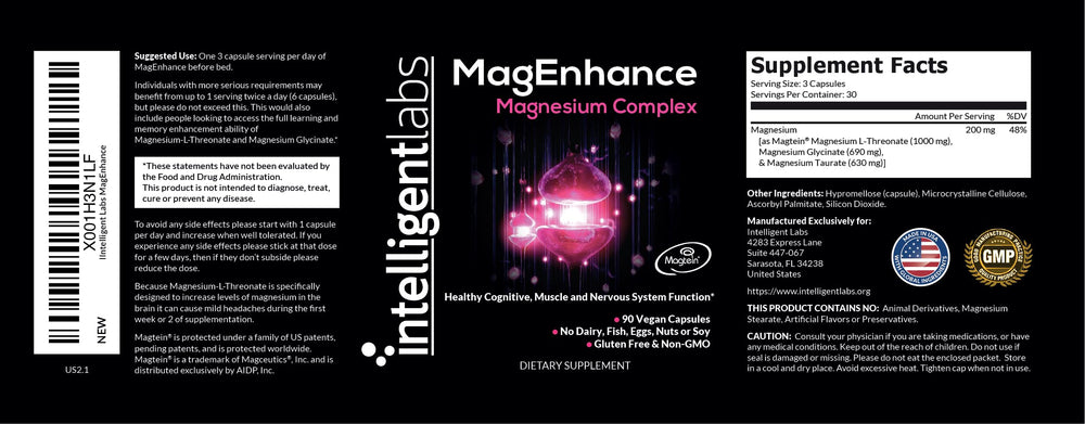 Intelligent Labs MagEnhance instruction sheet with dosage guidance.