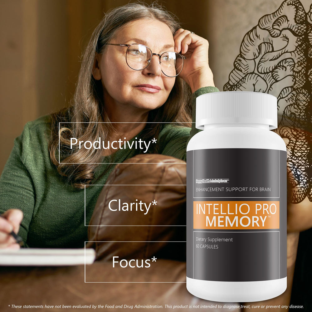 Intellio Pro Memory ingredients blend close-up showing brain-friendly components