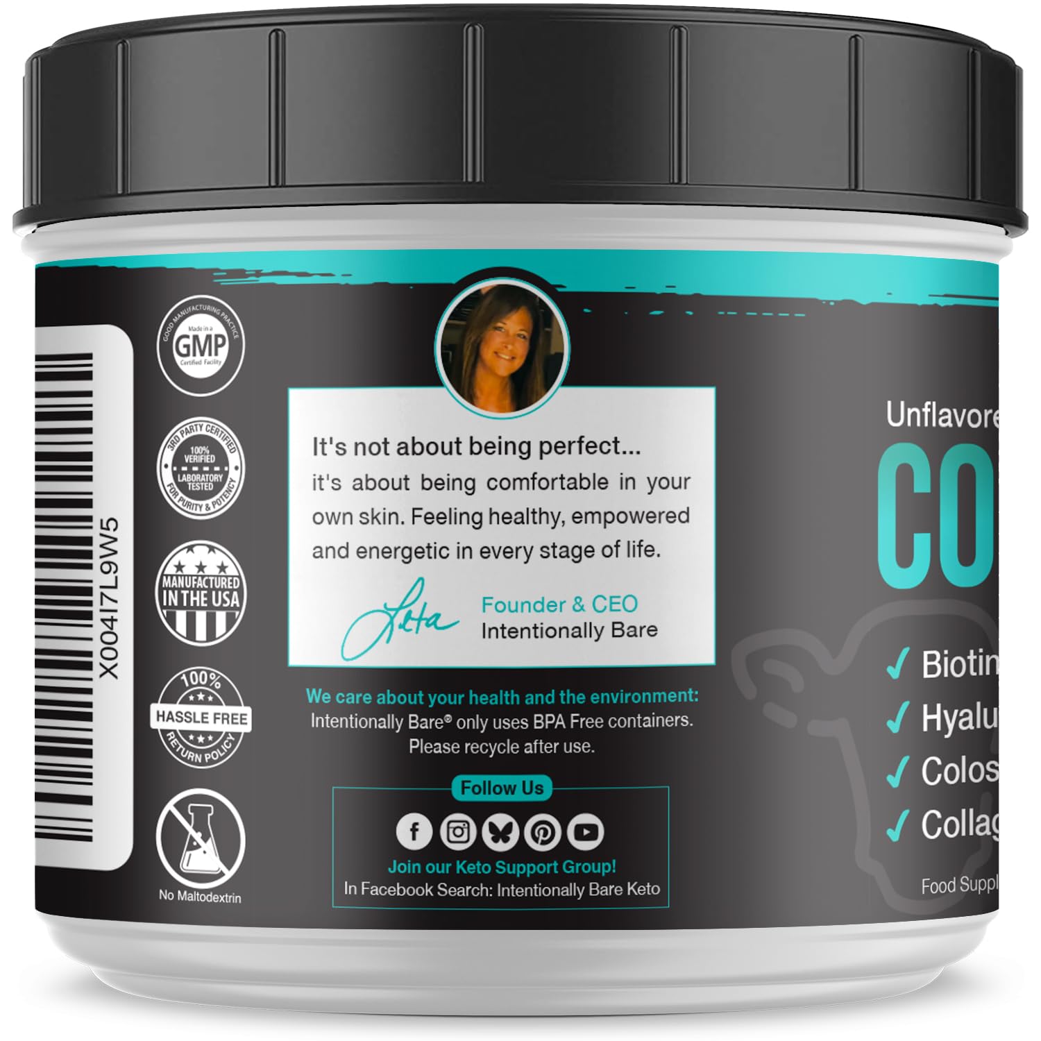 Intentionally Bare colostrum-collagen powder non-GMO keto-friendly option for everyday wellness