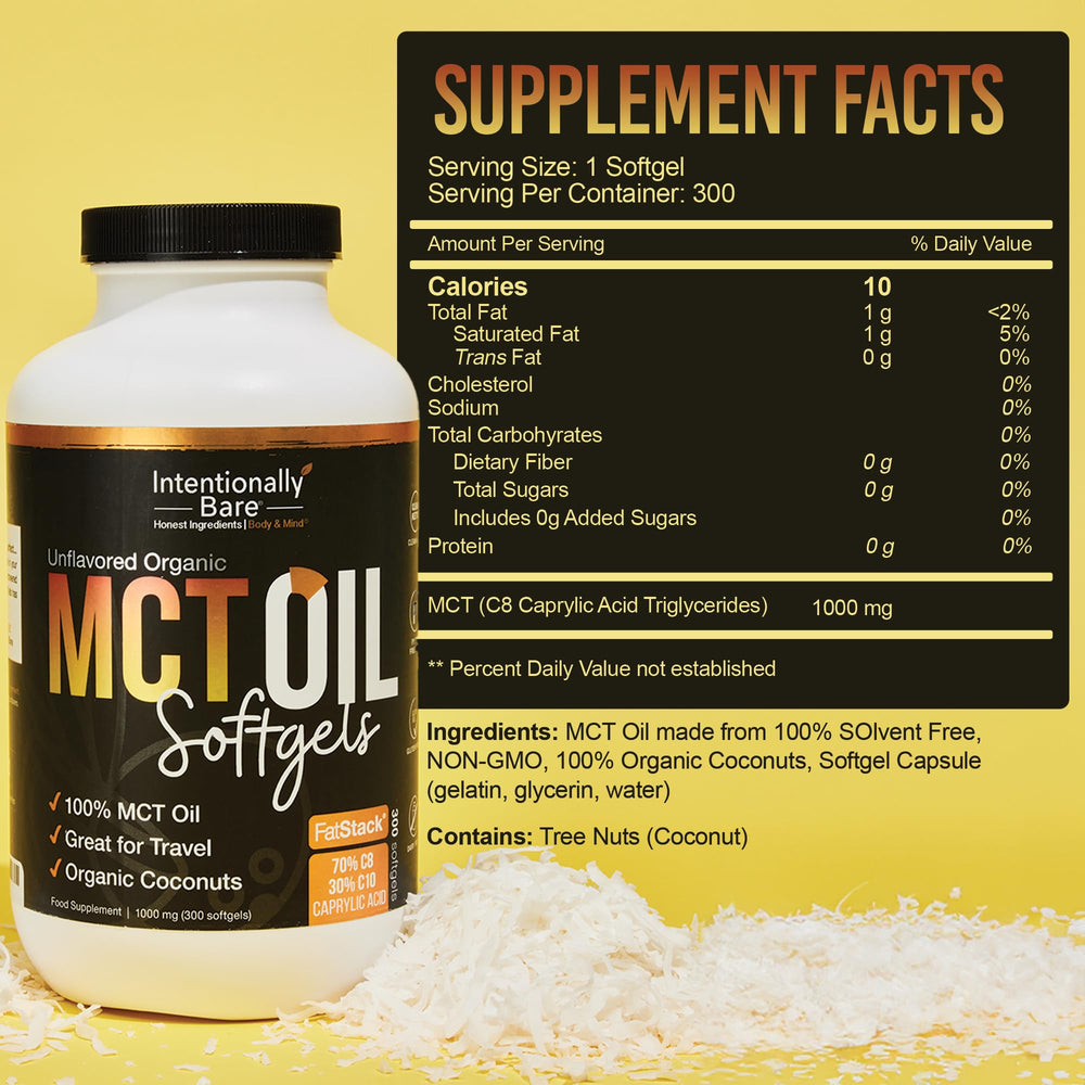 Intentionally Bare MCT Capsules on-the-go format supports steady focus throughout the day.