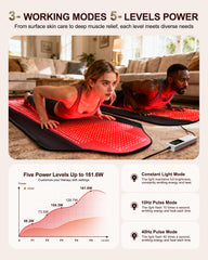 INTEO high-power red-light output penetrates deeper for soothing sessions.