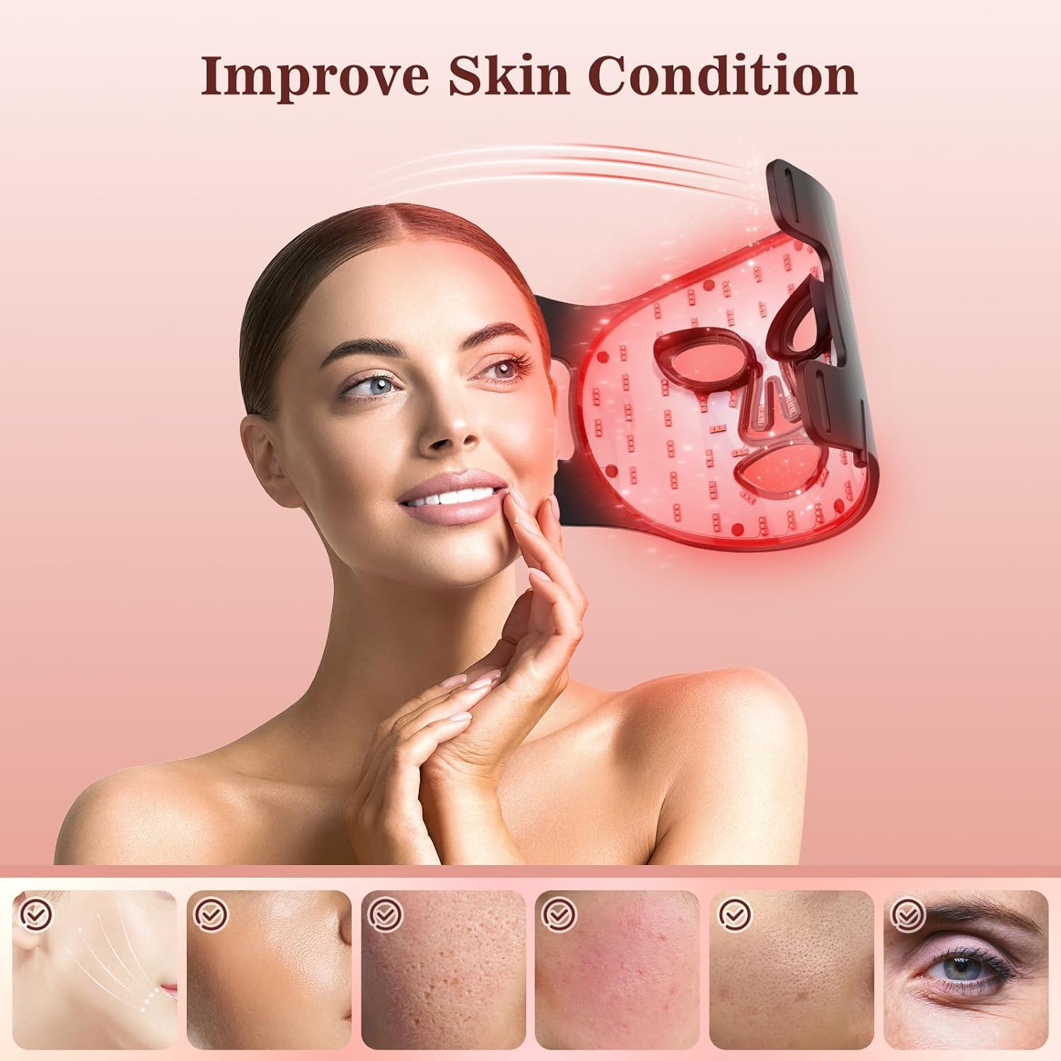 INTEO red and near-infrared therapy close-up showing wavelengths for skin care.