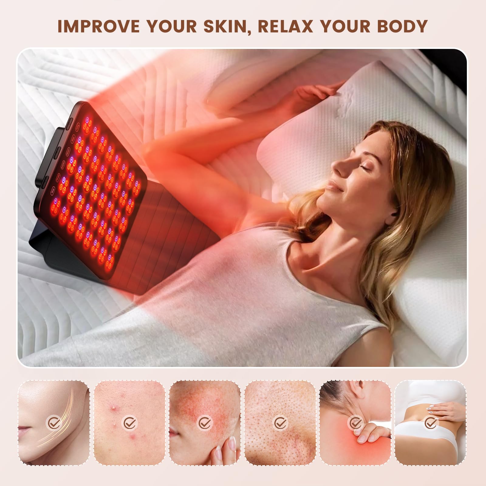 INTEO red light therapy six-modes display highlighting versatile session options
