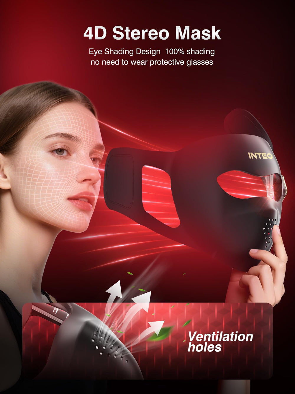 INTEO mask features a ventilated design for comfortable wear.