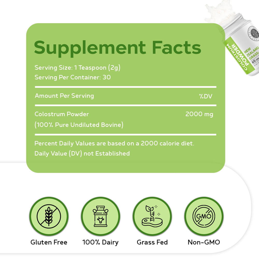 Intestinal Fortitude colostrum powder poured into a shake for easy consumption.