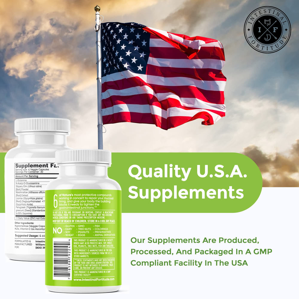 Intestinal Fortitude GLR-6 DGL licorice root feature for natural comfort.
