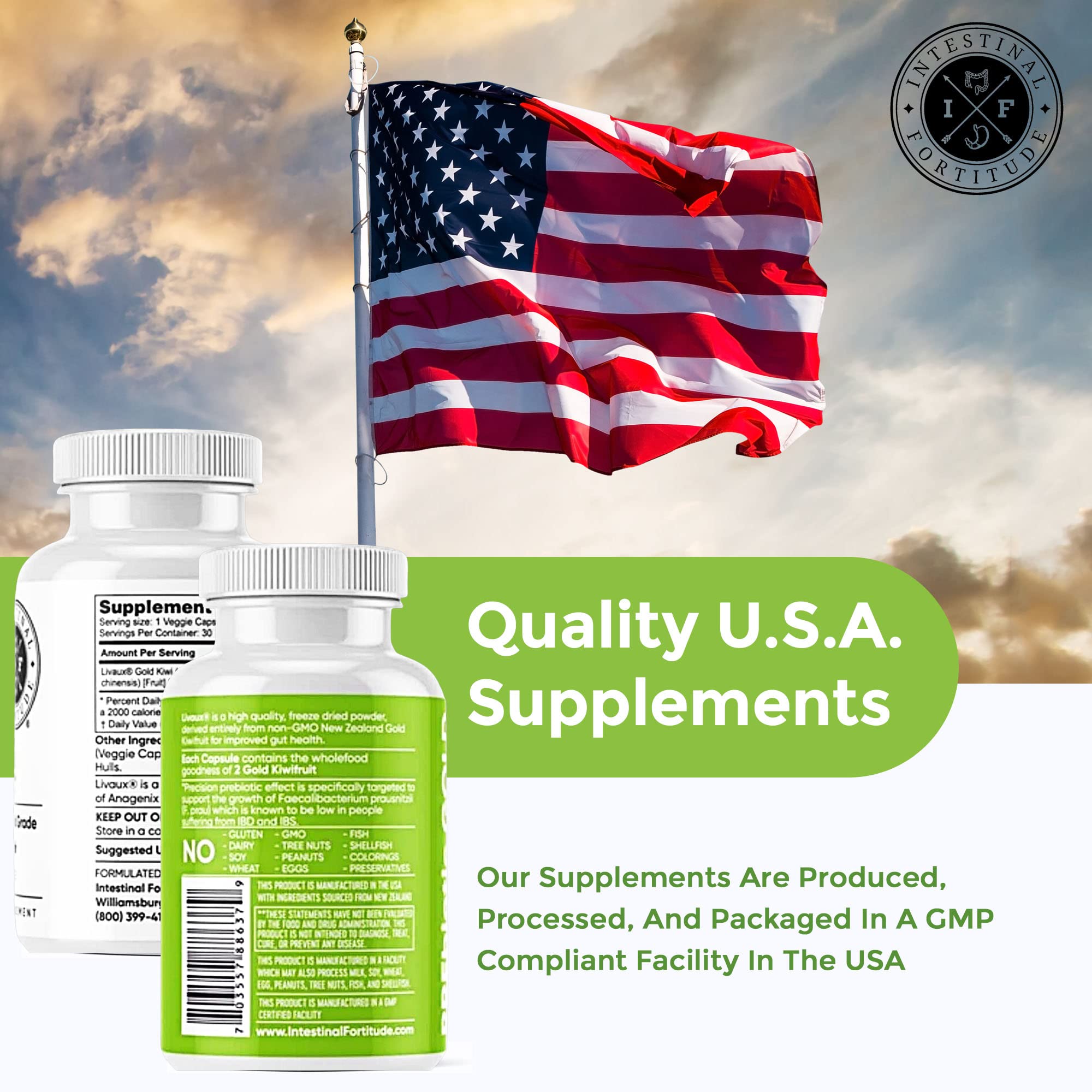 Intestinal Fortitude New Zealand-sourced ingredients icon communicates premium quality