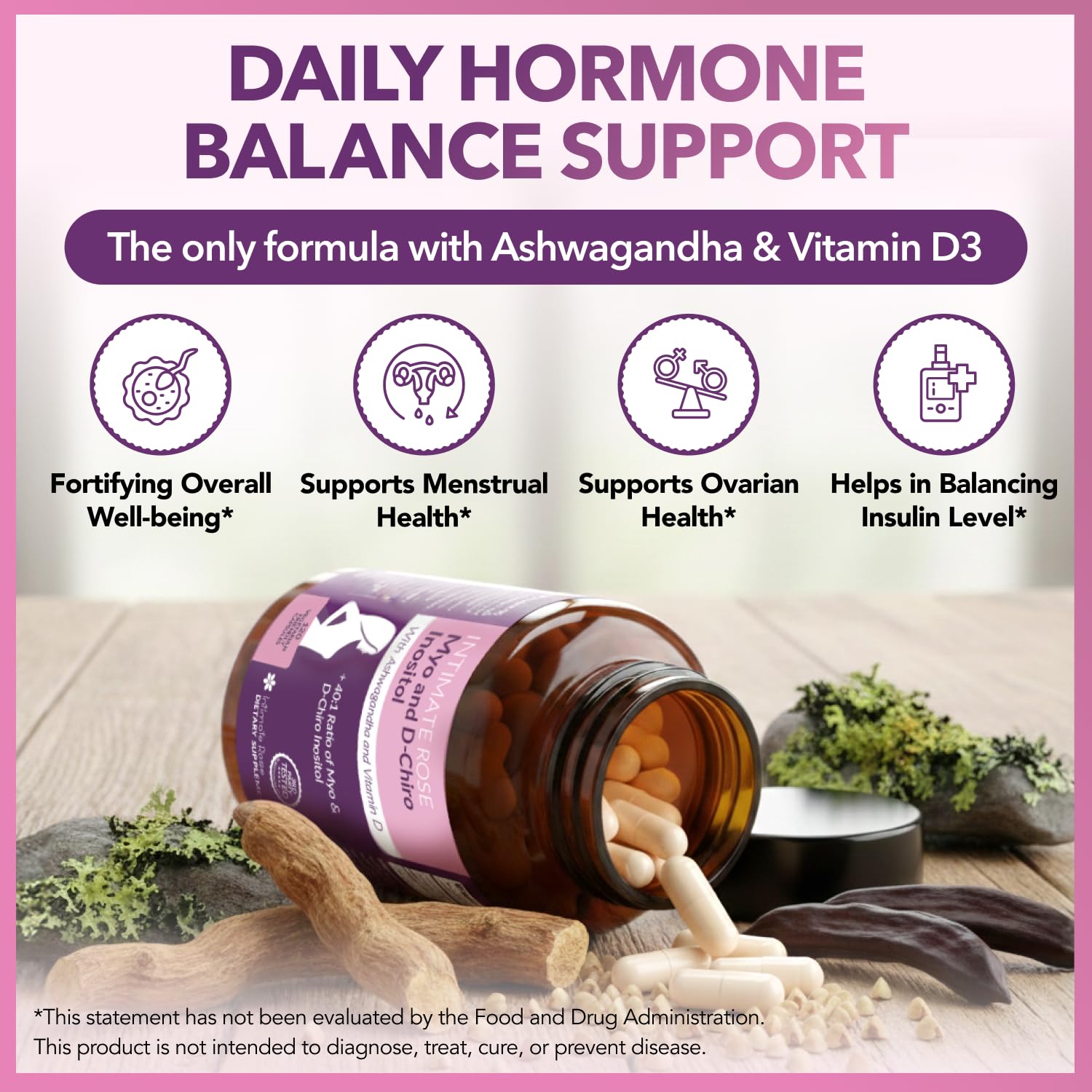 Intimate Rose bottle showing 40:1 ratio label for targeted balance.