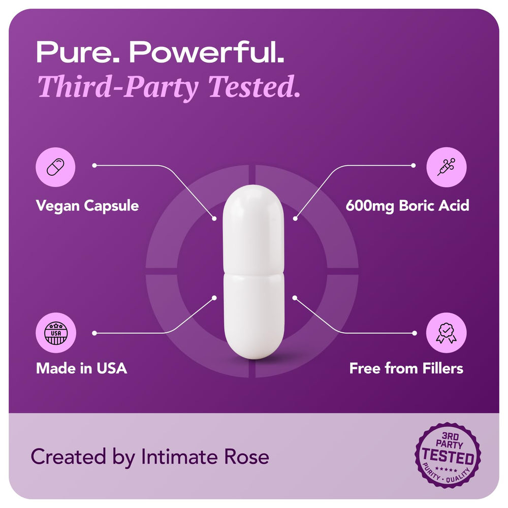 Intimate Rose made in USA GMP facility seal signals quality.