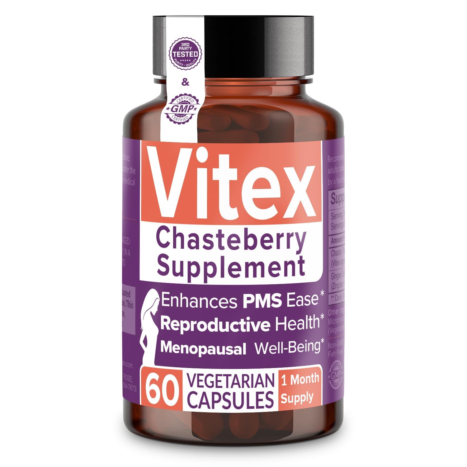 Intimate Rose Vitex bottle with capsules for hormone balance support.