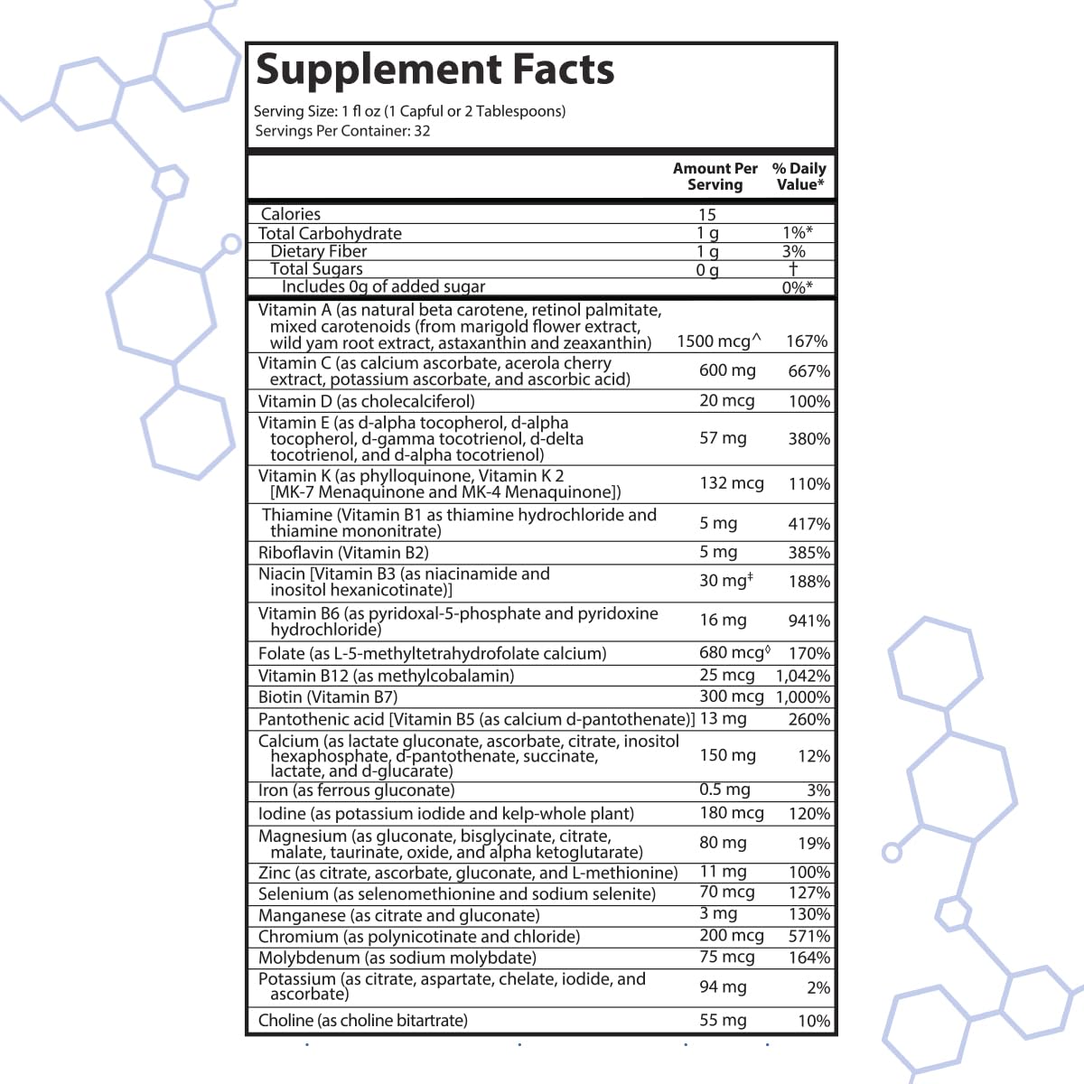 Intramax Drucker Labs ingredient panel lists 415+ organically-bound nutrients.