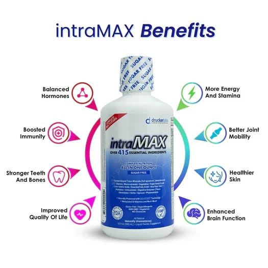 Intramax Drucker Labs Nutrition Facts panel emphasizes a complete nutrient profile.