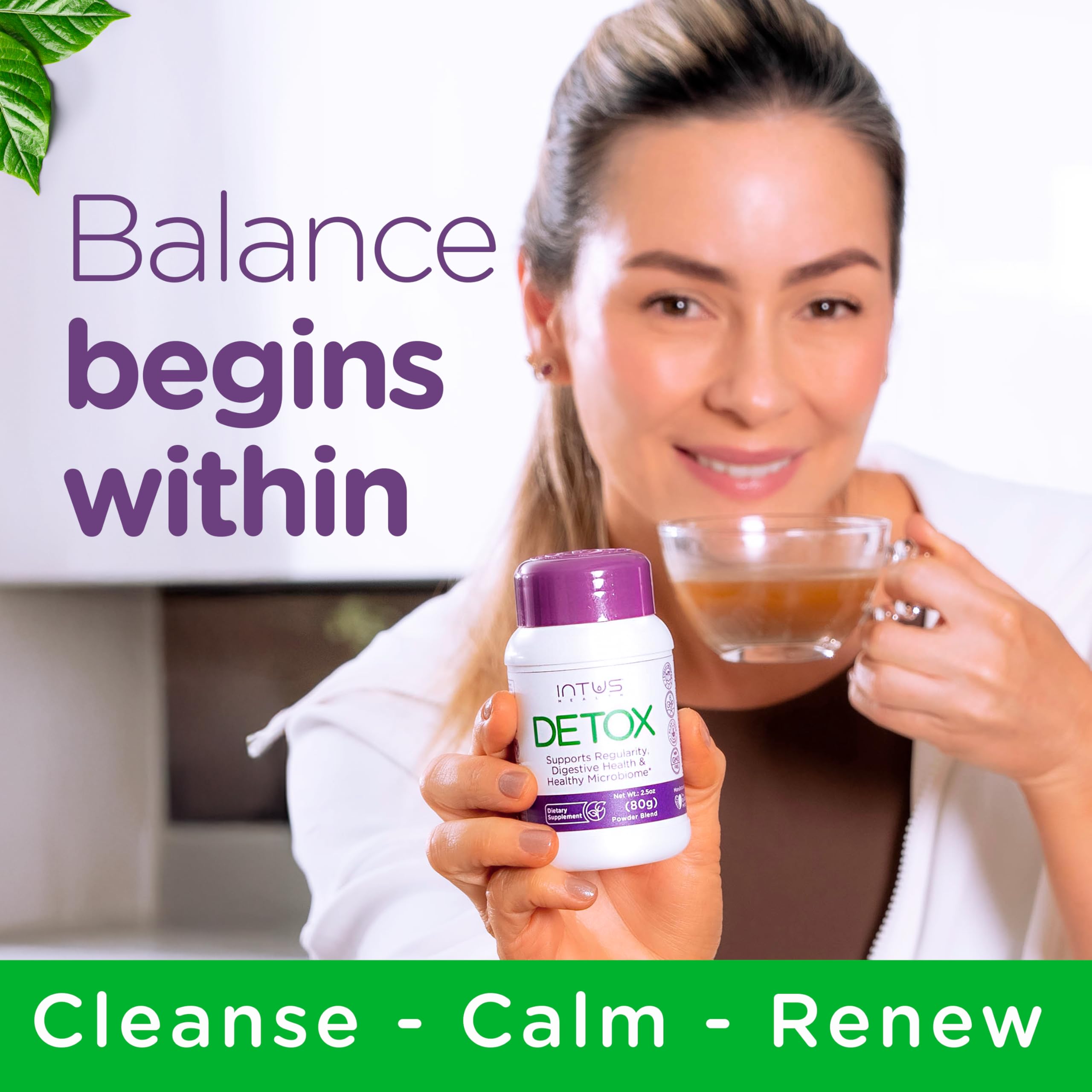 INTUS Detox bottle back with ingredients list for gut health