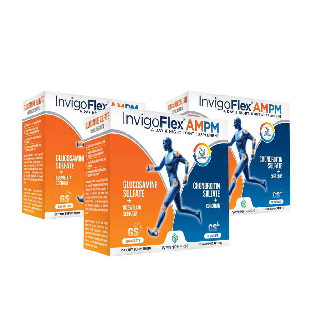 InvigoFlex AMPM bottle front highlighting daily joint support.