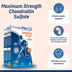 INVIGOFLEX CS capsules closeup highlighting turmeric and chondroitin blend