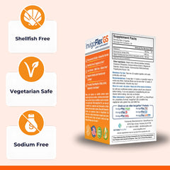 INVIGOFLEX GS ingredients panel highlighting shellfish-free and vegetarian-safe glucosamine sulfate.