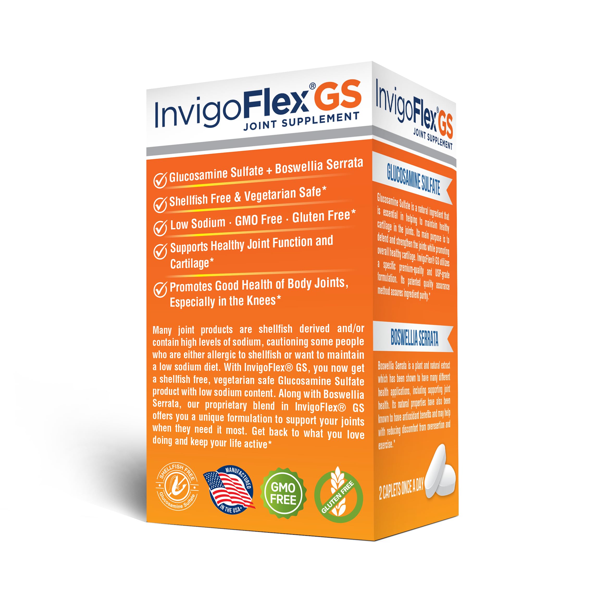 INVIGOFLEX GS packaging with clear branding and nutrition facts.