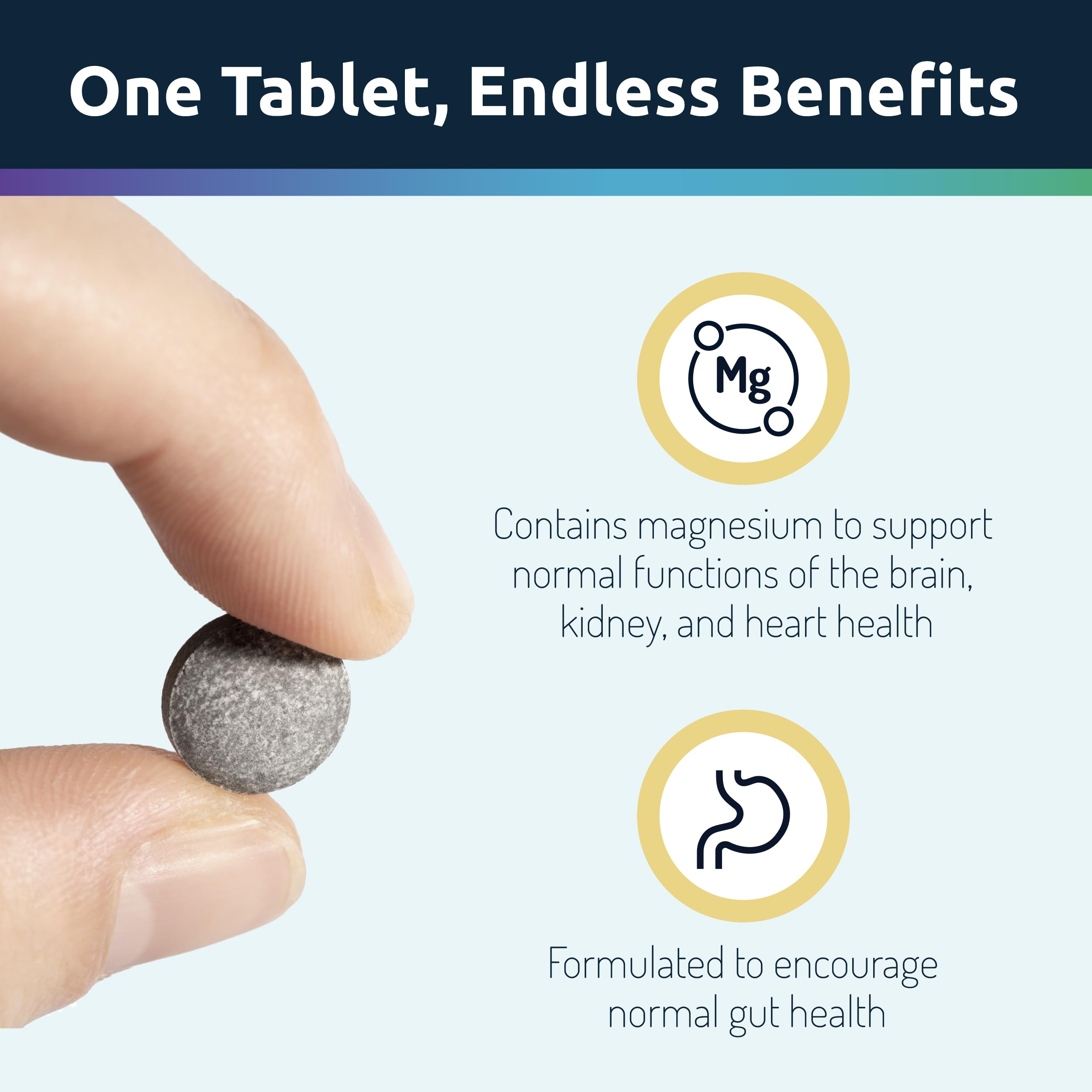 Invigorated Water glass with tablet dissolving showing hydrogen bubbles for hydration.