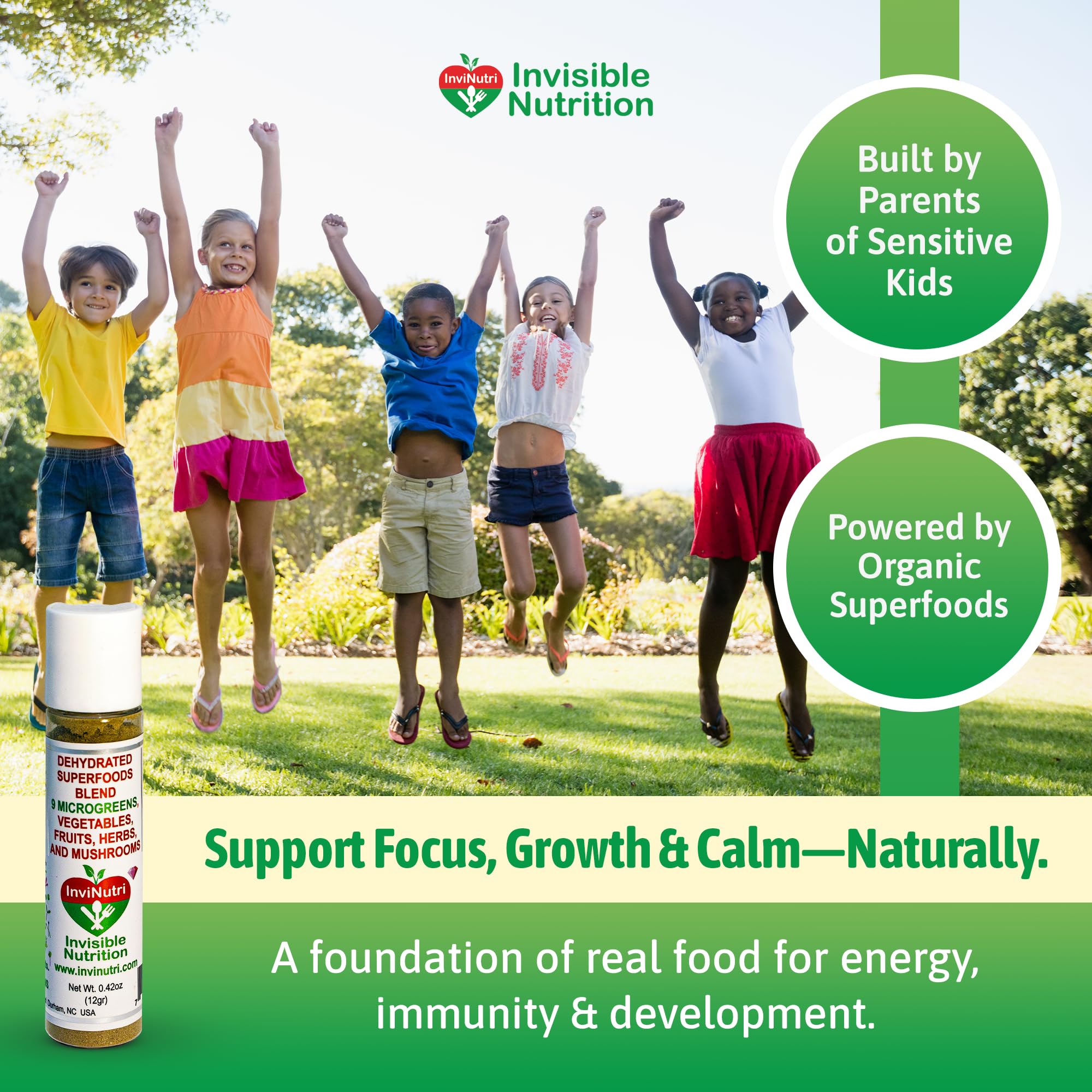 InviNutri label and certification closeup reinforces safety and trusted ingredients.