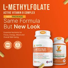 Closeup of INVITA L-Methylfolate capsules for convenient daily vitamin support.