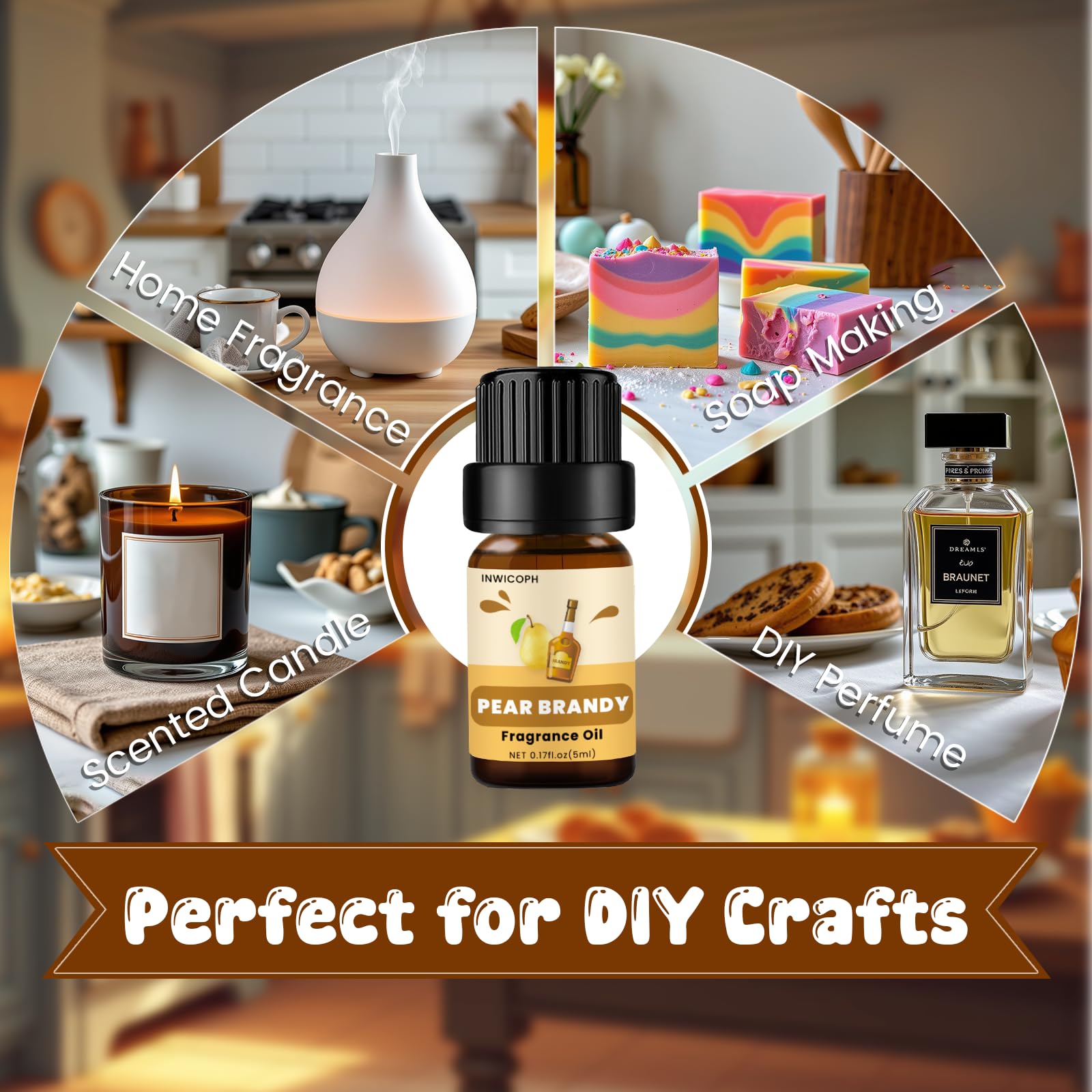 INWICOPH Hazelnut essential oil for soaps, providing nutty aroma and spa-like ambiance