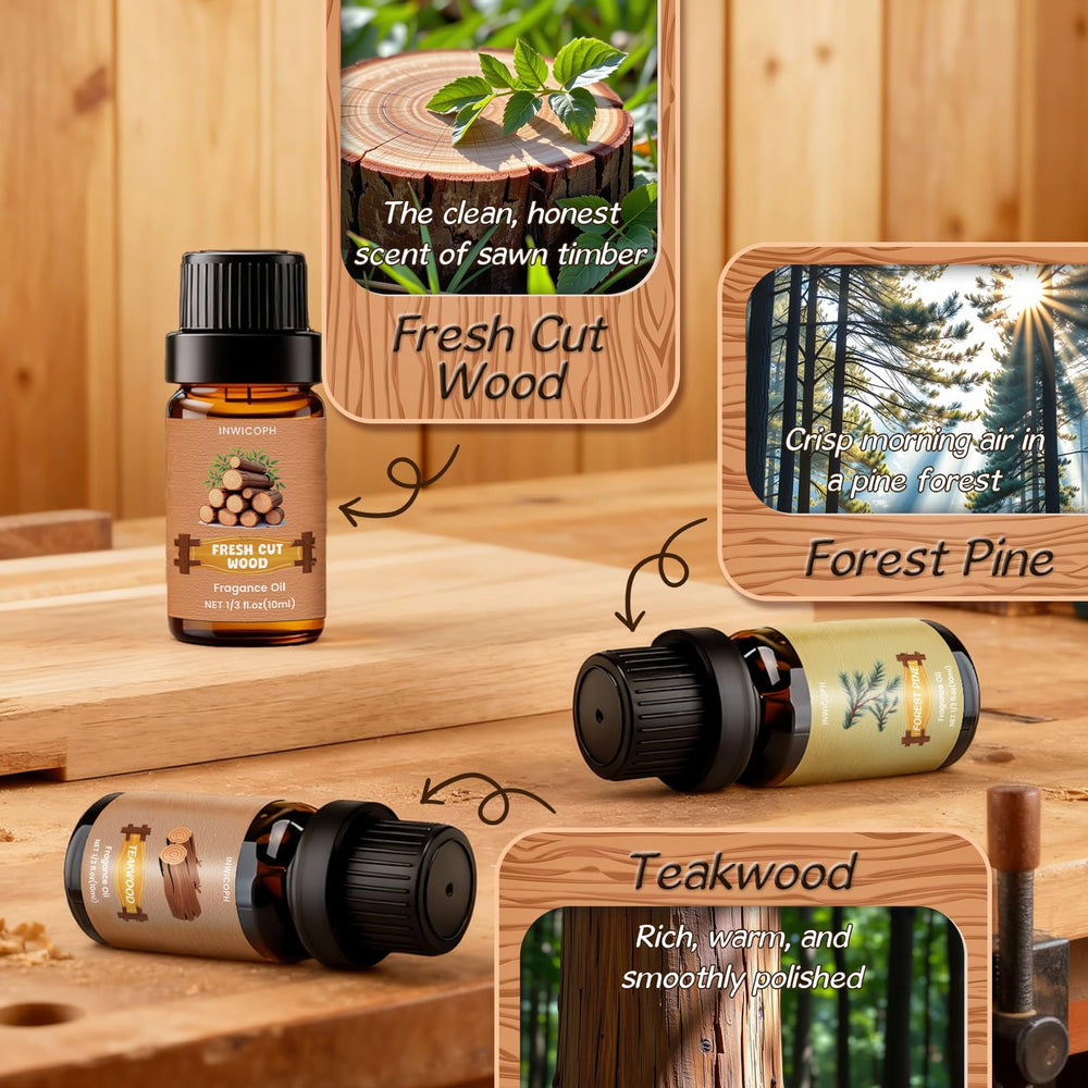 INWICOPH Cedarwood bottle deepens earthy scent in candles.