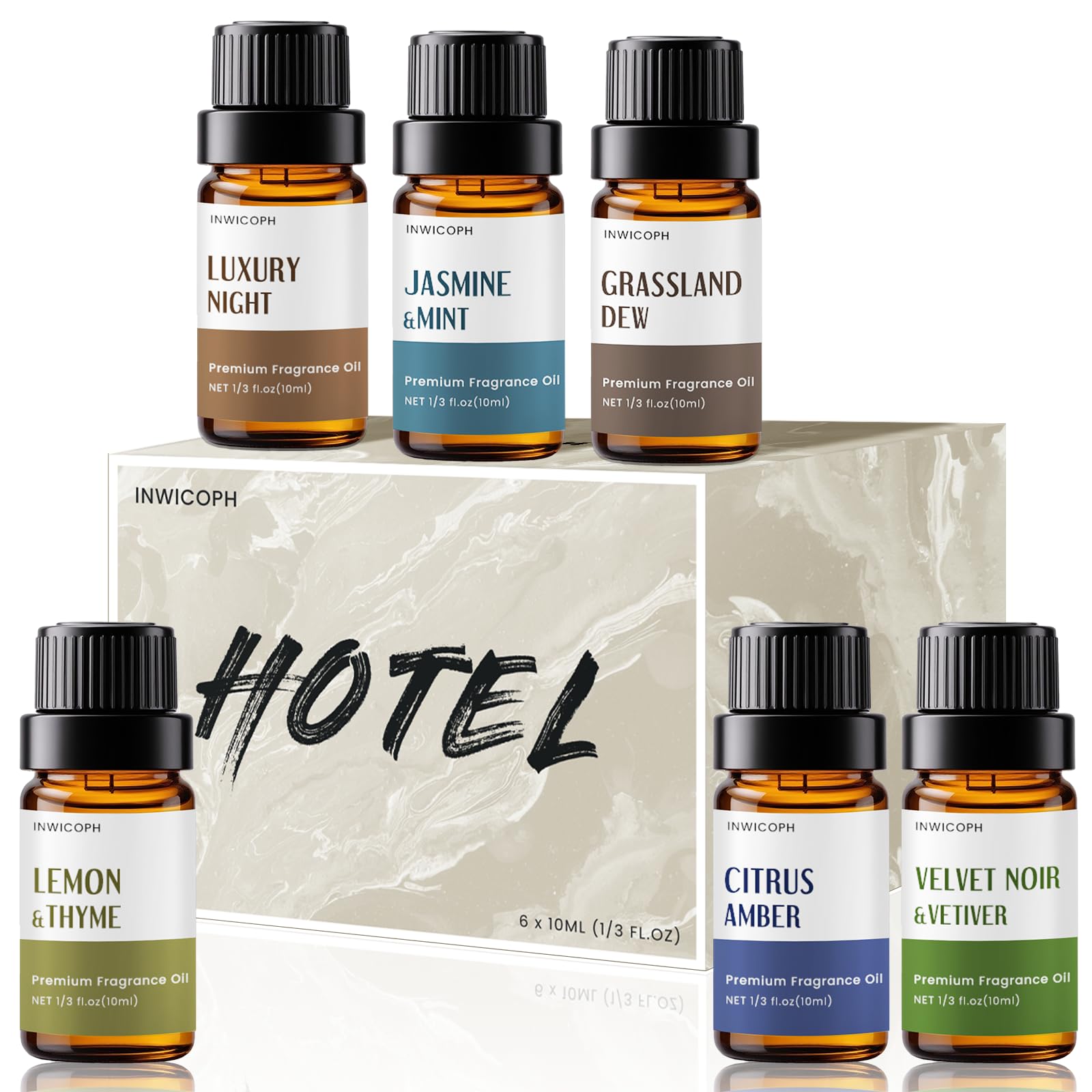 INWICOPH Citrus Amber diffuser oil for energizing hotel lobby ambiance