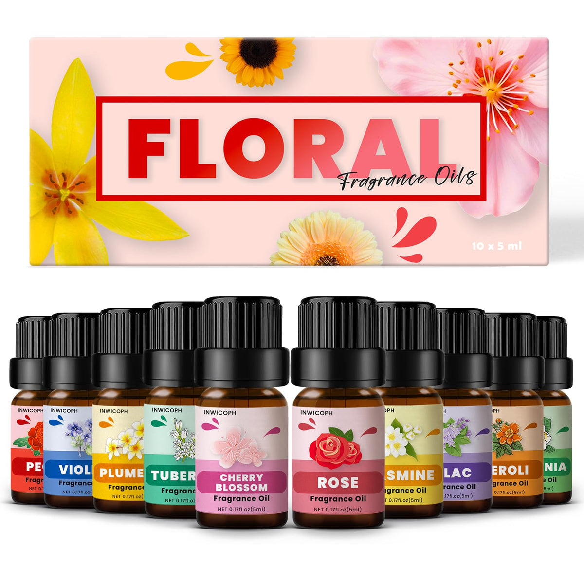INWICOPH Rose oil diffuser bottle creates calming floral ambiance at home