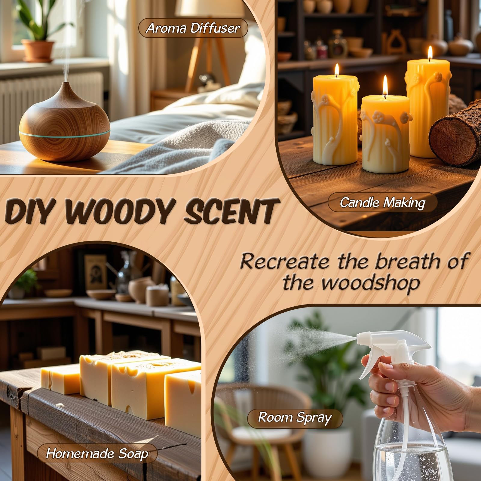 INWICOPH Smokey Leather oil offers bold, distinctive scent for décor.