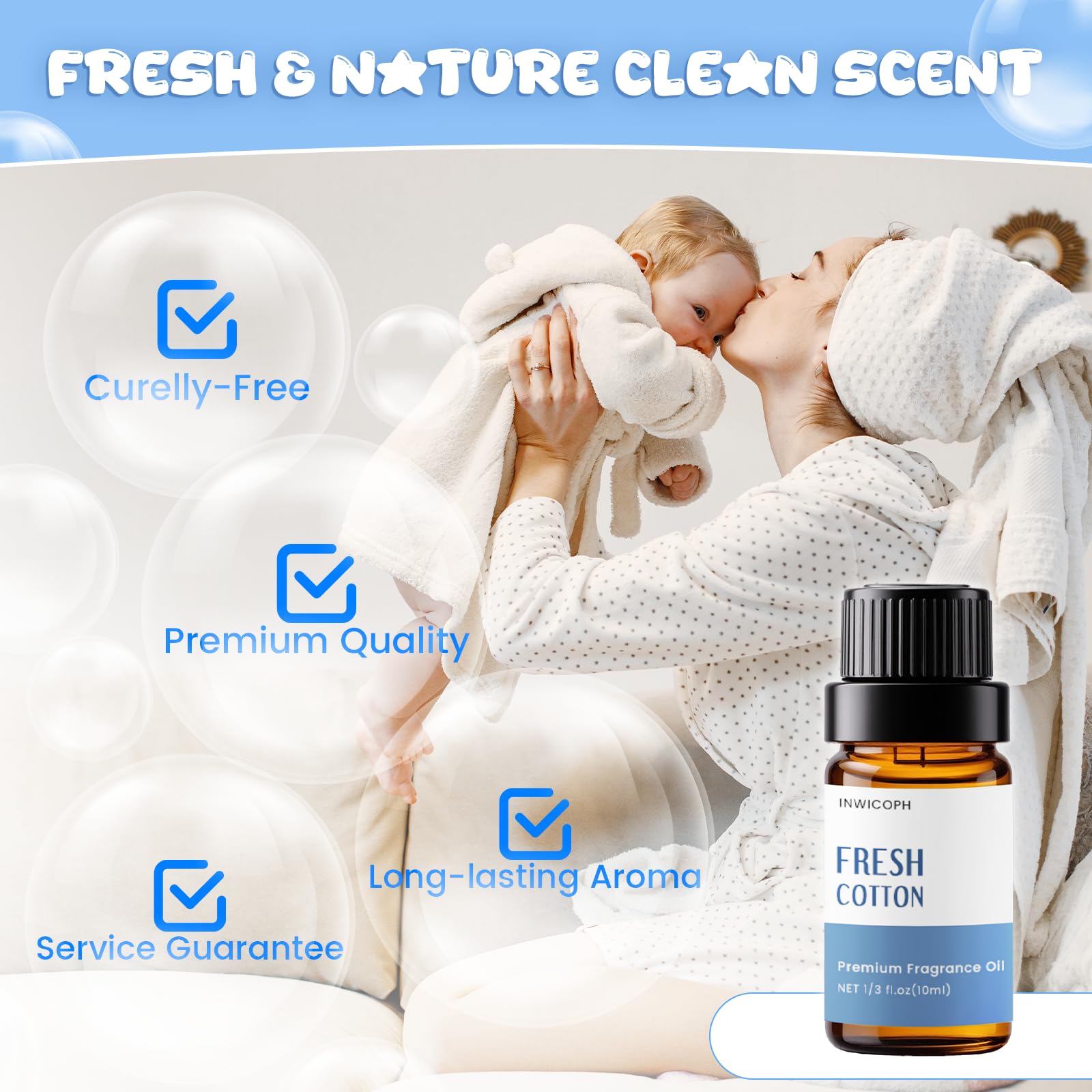 INWICOPH soft powder fragrance oil adds gentle softness to rooms.