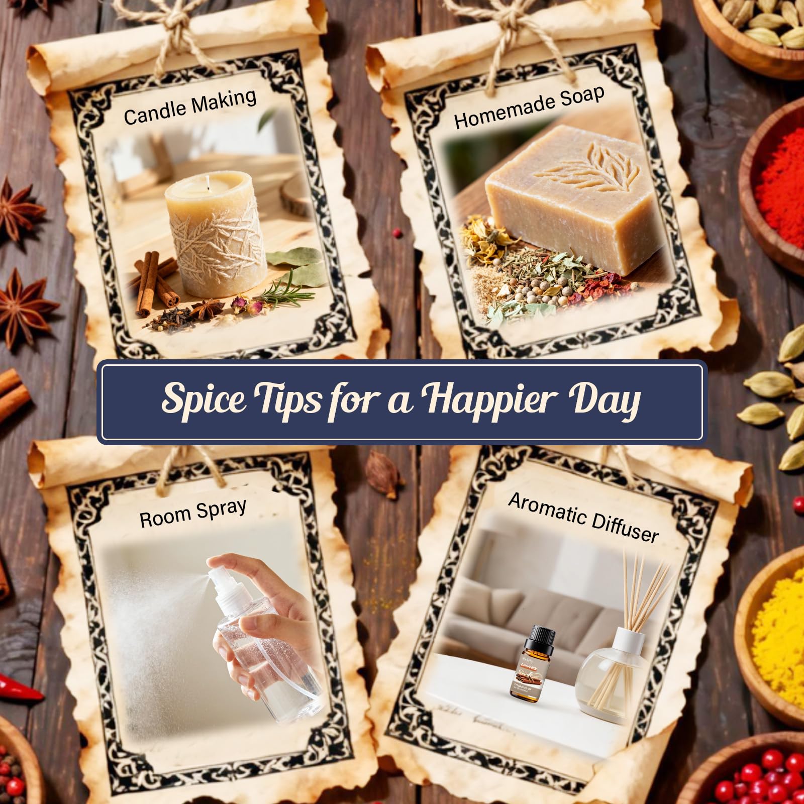 INWICOPH Spice Fragrance Set Gingerbread enriches festive candle projects.