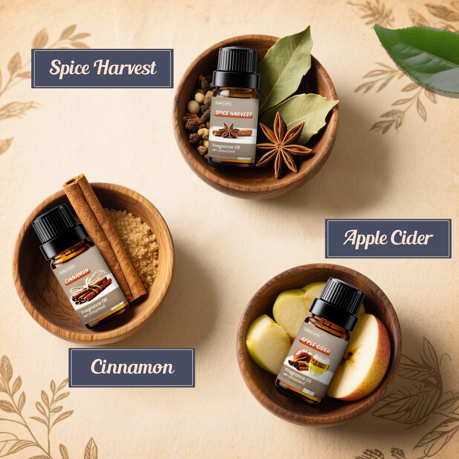 INWICOPH Spice Fragrance Set Spice Harvest bottle for room sprays and candles.