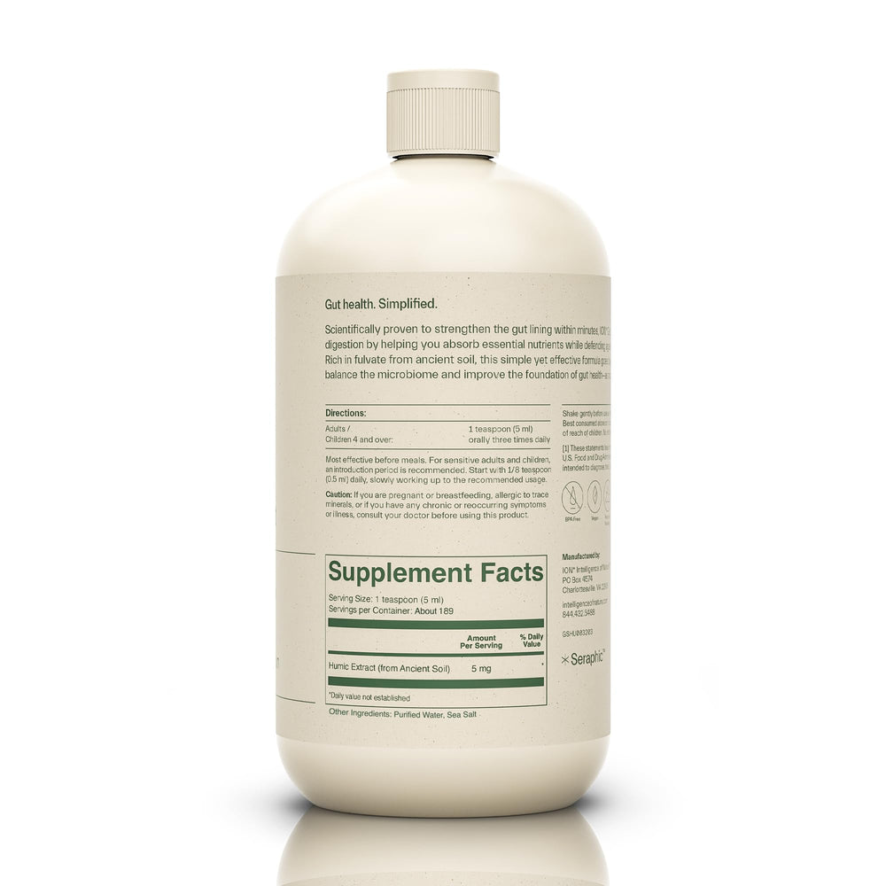 ION* Gut Support liquid drops being dispensed for easy dosing.