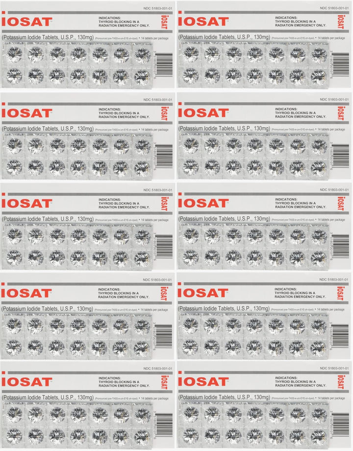IOSAT potassium iodide tablets in a blister pack for emergency readiness