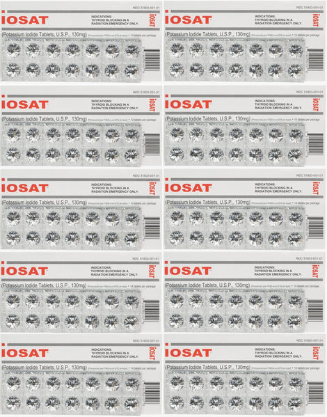 IOSAT potassium iodide tablets in a blister pack for emergency readiness