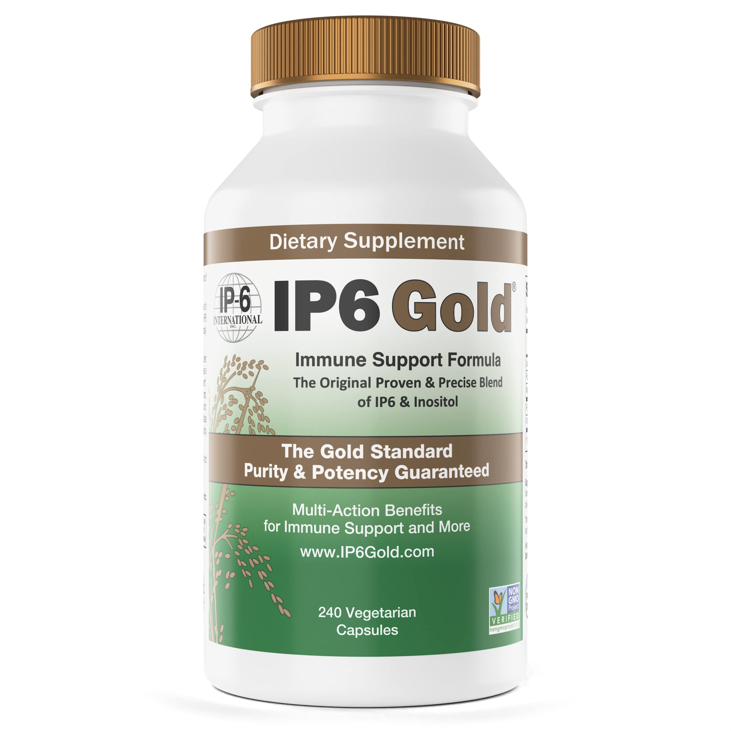 IP6 Gold Immune Support bottle shown for easy daily dosing and wellness