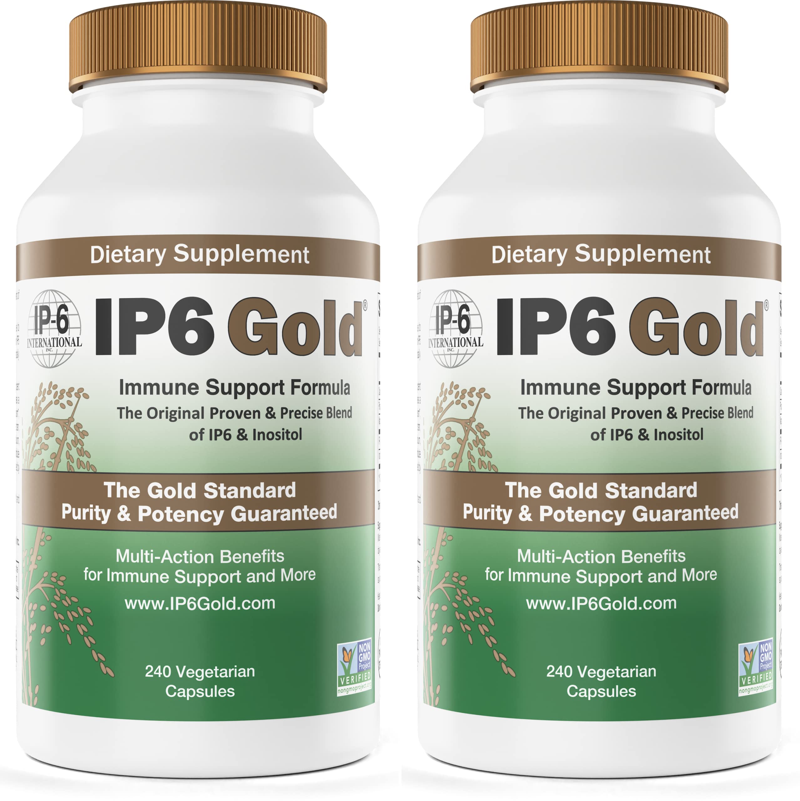 IP6 Gold immune support capsules in a bottle for daily wellness.