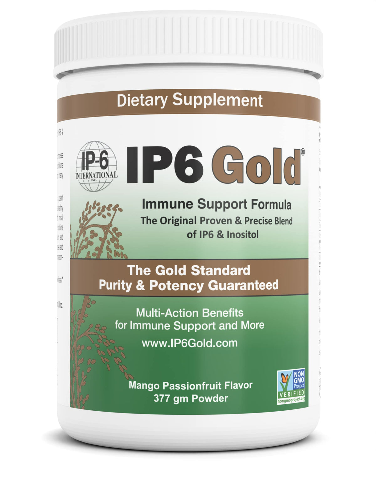 IP6 Gold Mango Passionfruit powder bottle highlights premium daily flavor.