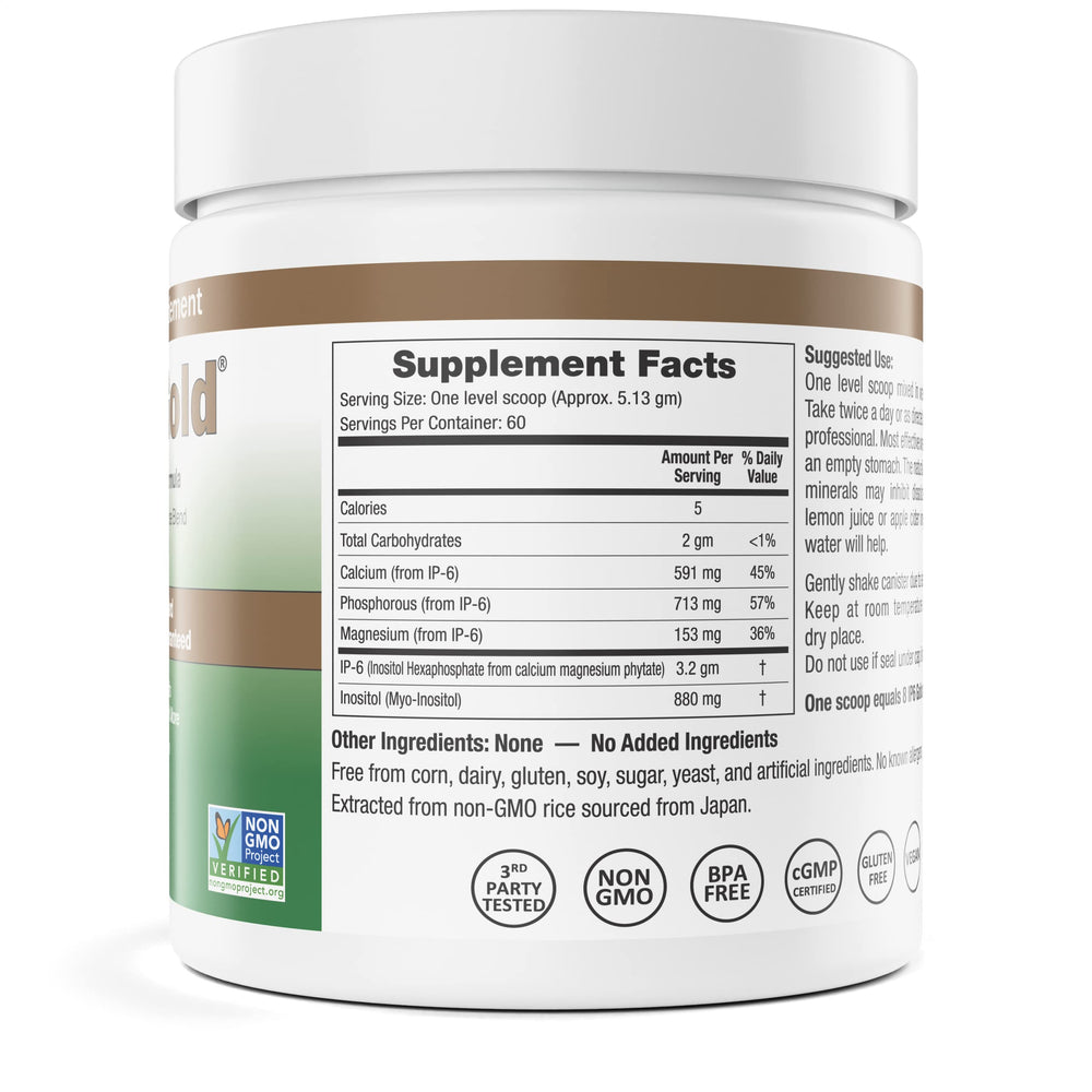 IP6 Gold Myo-Inositol powder with scoop for versatile, unflavored use.