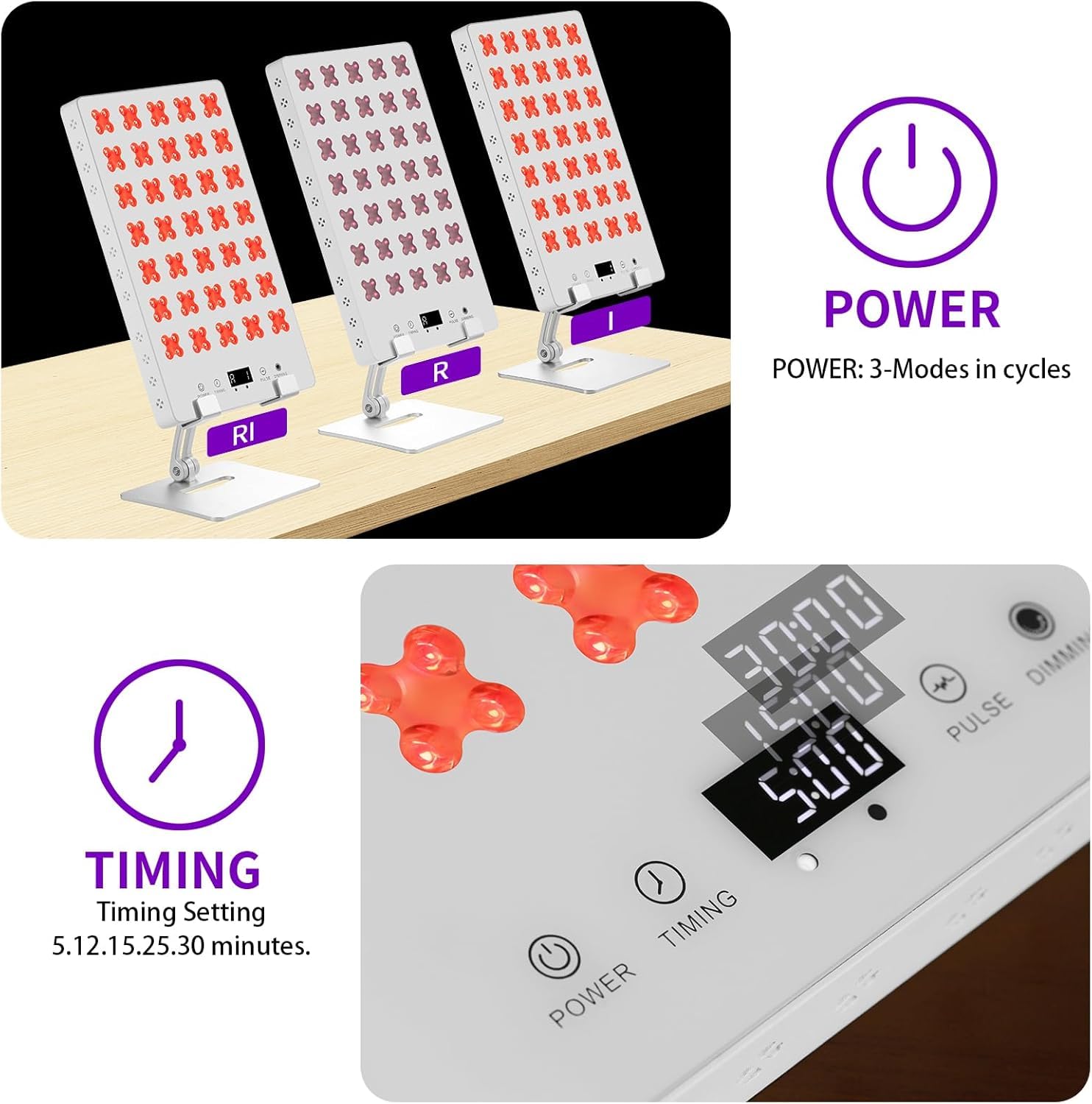 iplantop red light panel brightness settings cover 25% to 100% intensity