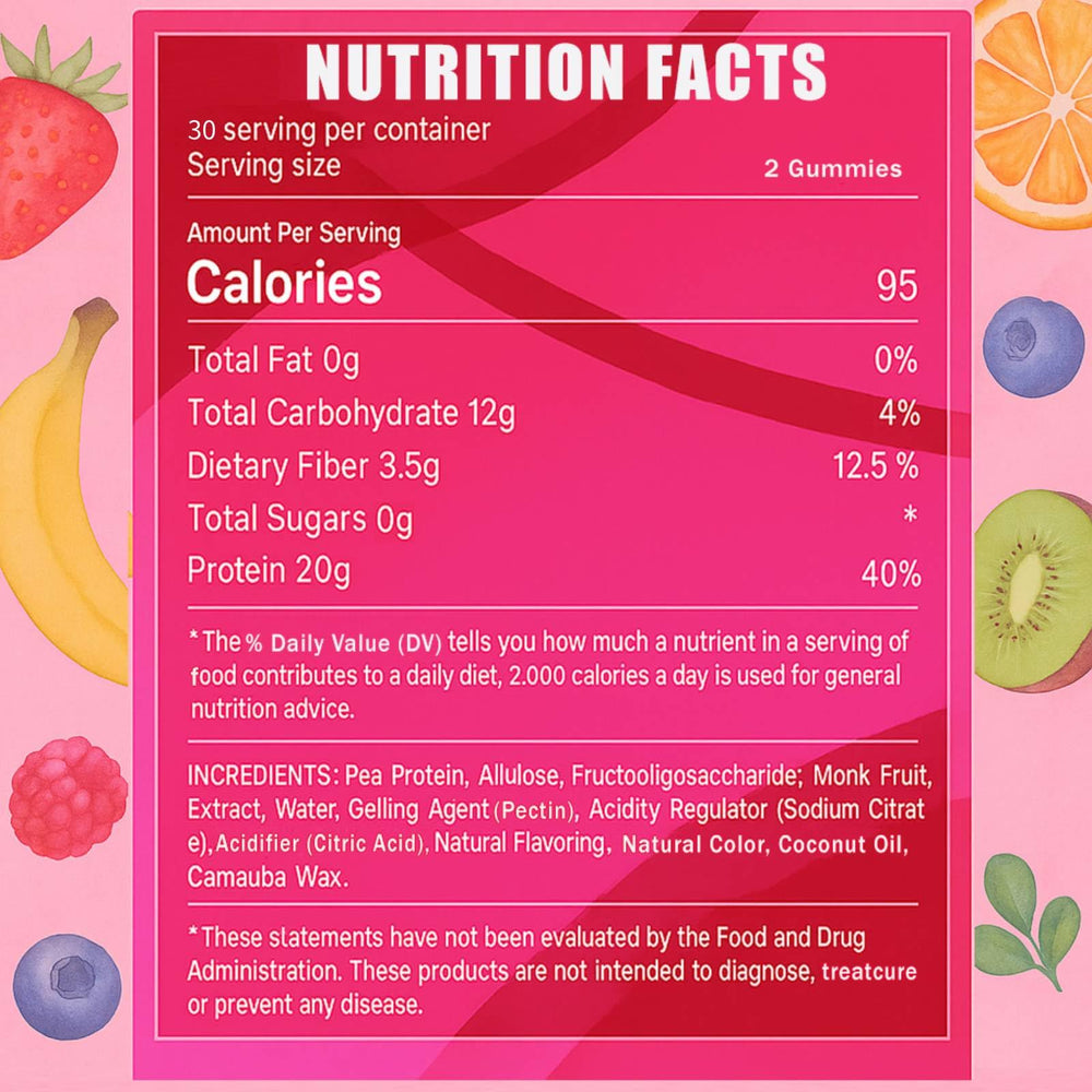 ipxkwll OAKA gummies berry closeup showing vibrant mix berries for tasty protein.